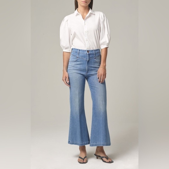 Citizens Of Humanity Women’s Cassie Front Yoke Bell Flare Jeans Size 24 Crop - Picture 1 of 12